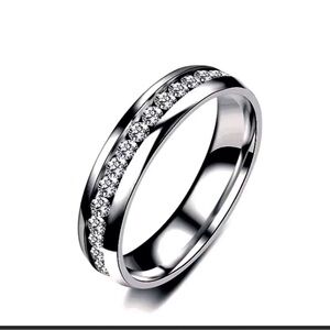 Stainless Steel Band Ring W/ CZ Choose Your Size